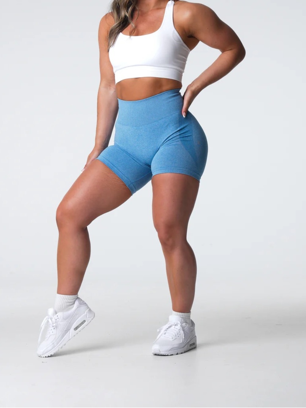 Amazon Women's High-Waist Blue Bike Shorts